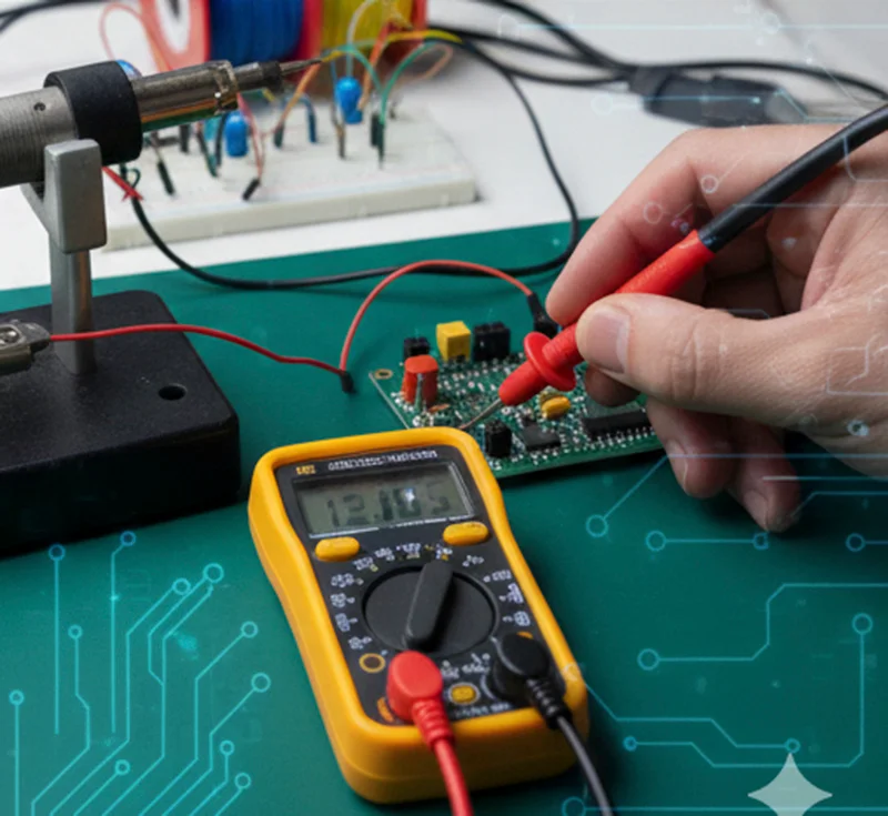 Digital multimeter measuring circuit values