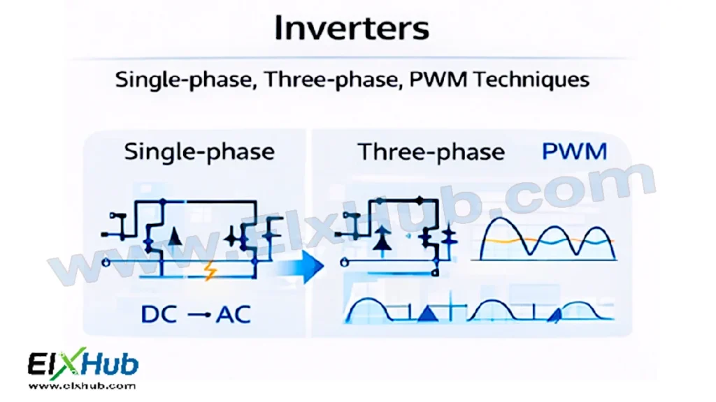 Inverters – Single-phase, Three-phase, PWM Techniques
