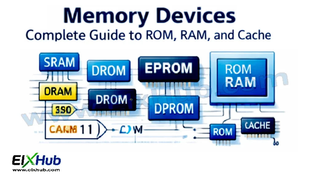 Memory devices in digital electronics ROM RAM cache