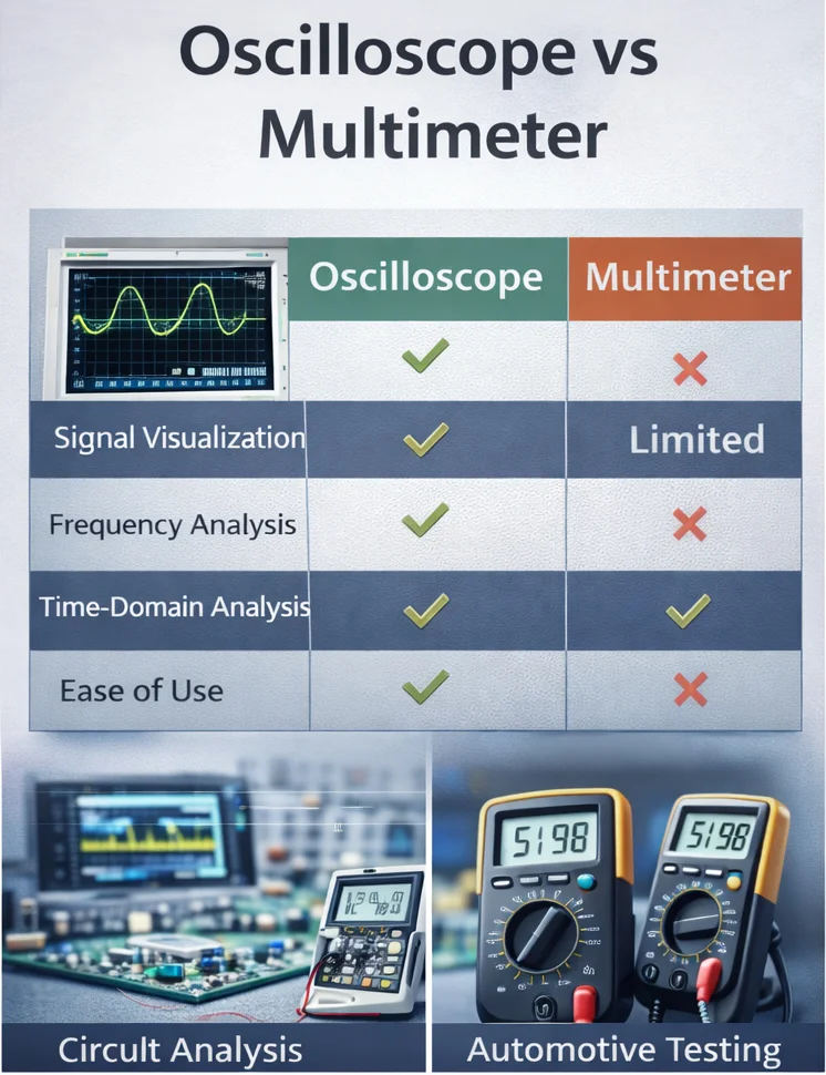 Oscilloscope vs multimeter